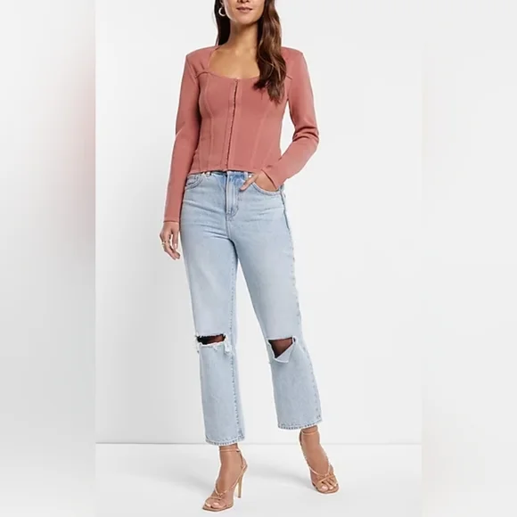 ❤️ NWT! EXPRESS BODY CONTOUR CORSET SWEATER JACKET TOP, SMALL - Picture 2 of 15